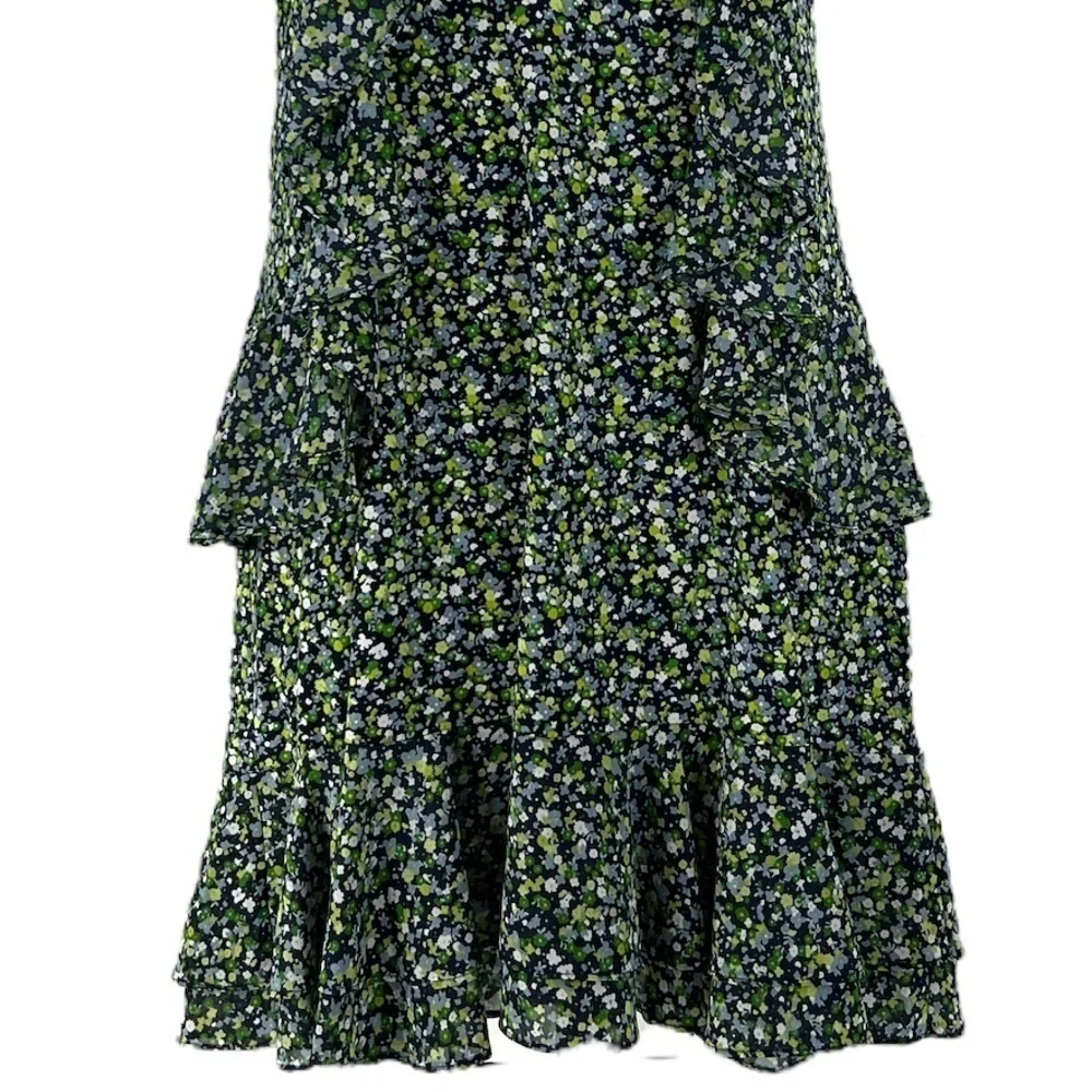 MICHAEL Michael Kors Wild Flower Cascade tiered ruffle Floral Dress SZ L